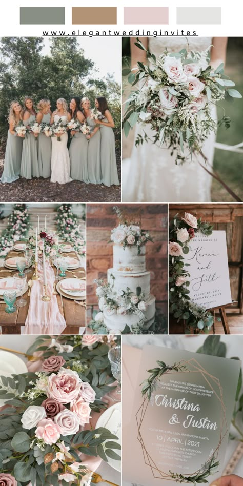 Sage Wedding Colors, Sage Green Wedding Colors, Wedding Theme Color Schemes, Wedding Color Pallet, Neutral Wedding Colors, Green Themed Wedding, Green Wedding Colors, Sage Wedding, Sage Green Wedding