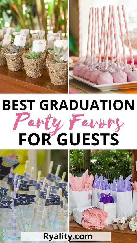 I love the candy graduation party favors ideas on this list! The "succ-ess" succulent idea is so cute as well Grad Party Gift Bags, Grad Party Favors Ideas Gift Bags, High School Graduation Party Favor Ideas, Diy Graduation Favors, Graduation Party Favors For Guests Diy, Grad Party Party Favors, Grad Favors Ideas, Party Favors For Graduation Parties, Graduation Party Thank You Favors