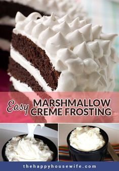 Marshmellow Icing, Marshmallow Creme Frosting, Marshmallow Cream Filling, Marshmallow Frosting Recipes, Marshmallow Icing, Marshmallow Filling, Meringue Frosting, Frosting Cake, Fluffy Frosting