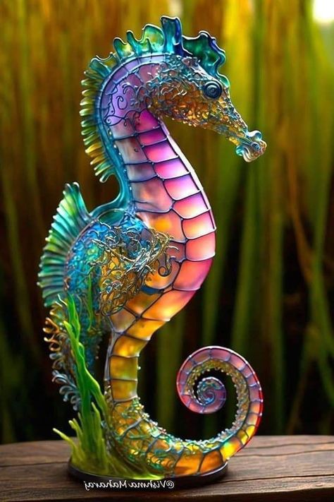 Dori Fish, Sea Horse Art, Tiffany Vitray, Ocean Creatures Art, Cosmic Ocean, Photos Dump, Fish Under The Sea, Sea Creatures Art, Seahorse Art