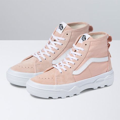 Sentry Sk8-Hi WC | Shop At Vans Vans Outfit Women, Velvet Vans, Rose Sneakers, Rare Vans, Leather Vans, Vans Outfit, Vans Store, Red Vans, Pink Dusty