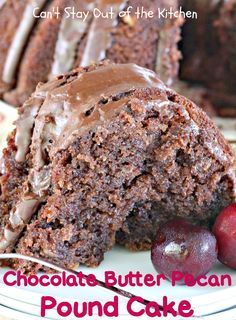 Chocolate butter pecan cake- I can't believe I pinned a recipe with cake mix! Butter Pecan Pound Cake, Pecan Pound Cake, Best Cake Mix, Cake Mix Cupcakes, Chocolate Desserts Cake, Butter Pecan Cake, Pecan Cake, Pound Cakes, Best Cake