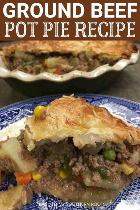 Ground Beef Pot Pie Recipe, Ground Beef Pot Pie, Beef Pot Pie Recipe, Pot Pie Recipe Easy, Beef Pot Pie, Easy Suppers, Dinner Suggestions, Beef Pot Pies, Simple Dinners