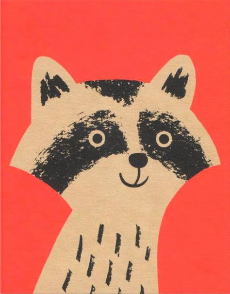 Raccoon Illustration, 카드 디자인, Racoon, Childrens Illustrations, Children's Book Illustration, 귀여운 동물, Children Illustration, Red Background, Animal Illustration