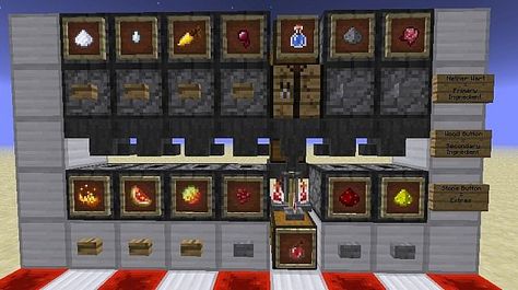 Potion Room Minecraft, Minecraft Redstone Ideas, Redstone Ideas, Potion Room, Minecraft Cool, Minecraft Redstone Creations, Construction Minecraft, Minecraft Decoration, Minecraft Redstone