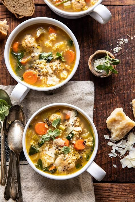 Healthier Italian Wedding Soup with Lemon and Garlic | halfbakedharvest.com #healthy #weddingsoup Half Baked Harvest Easy, Easy Italian Wedding Soup, Healthy January, Soup With Lemon, Italian Wedding Soup Recipe, Chicken Parmesan Meatballs, Half Baked Harvest Recipes, Healthy Italian, Wedding Soup