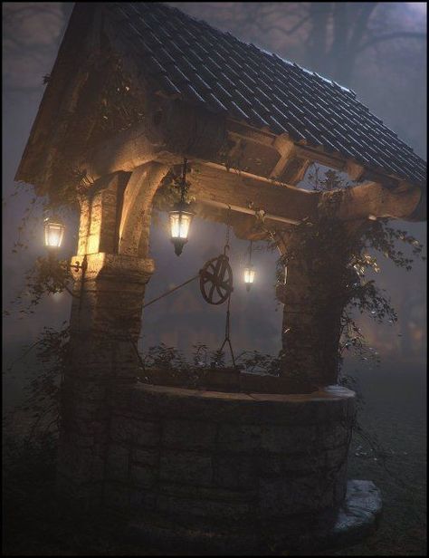 Old Well Aesthetic, Wishing Well Aesthetic, Wishing Wells, Old Well, Old Village, Magical Tree, Daz Studio, Daz 3d, 3d Software