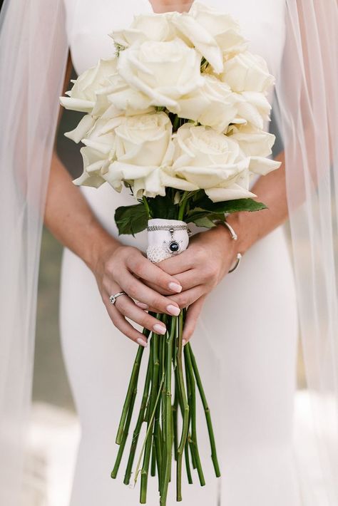 All white bouquet with reflexed roses, photo by Holcomb and co Bouquet Trends 2023, Reflexed Roses, Rose Bouquet Wedding, White Rose Wedding Bouquet, Italian Inspired Wedding, Monochrome Makeup Look, White Rose Bouquet, Wedding Bouquet Preservation, White Roses Wedding