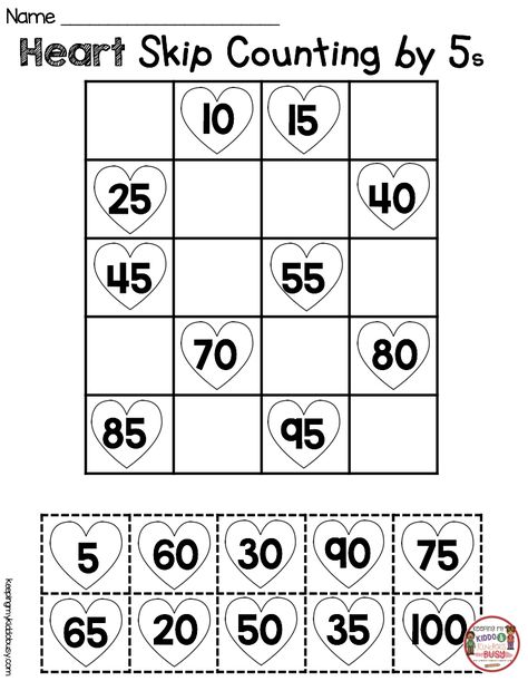 VALENTINES DAY Heart cut and paste counting skip counting by tens - Valentine's Day Math - Valentines Day Activities for kindergarten and Pre-K #kindergartenmath #valentinesday #kidsvalentines #kindergarten Count By 5, Skip Counting By 5's, Counting In 5s, February Math, Counting By 5's, Math Valentines, Grade 1 Math, Skip Counting, Kindergarten Math Worksheets