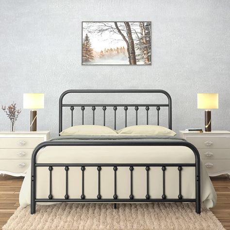 Black Iron Beds, Full Metal Bed Frame, Leg Structure, Queen Metal Bed, Vintage Bed Frame, Historic Design, Bed Metal, Iron Bed Frame, Farmhouse Industrial