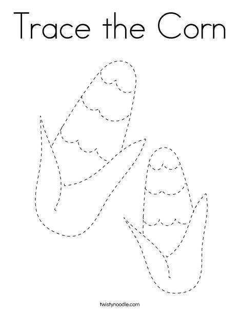 Trace the Corn Coloring Page - Twisty Noodle Corn Preschool, Corn On The Cob Craft Preschool, Corn Theme Preschool, Corn Lesson Plans For Preschool, Corn Worksheet Preschool, Corn Preschool Activities, Corn Activities For Preschool, Vegetable Worksheets Preschool, Motor Skills Preschool