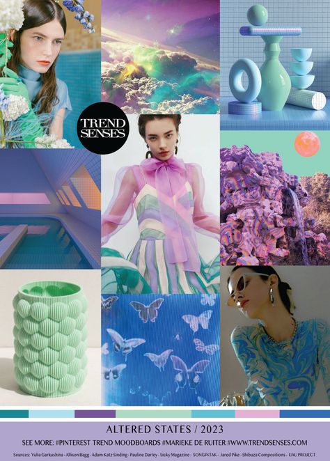 ALTERED STATES // 2023 – Trendsenses -Moodboard - Trend - Mood - Marieke de Ruiter - Trendmoodboard - Trendforecasting - Sources: Yulia Garkushina – Allison Bagg – Adam Katz Sinding – Pauline Darley – Sicky Magazine – SONGINTAK – Jared Pike – Shibuza Compositions – UAU PROJECT Our moodboards are free, feel free to support us. 2023 Lifestyle Trends, Trend Warna Fashion 2023, Fashion Trending Moodboard 2023, 23ss Trend Color, 2023 Spring Fashion Trends Forecast, 2023 Trends Forecast, Trends For 2023, 2023 Art Trends, Trendy Colors 2023