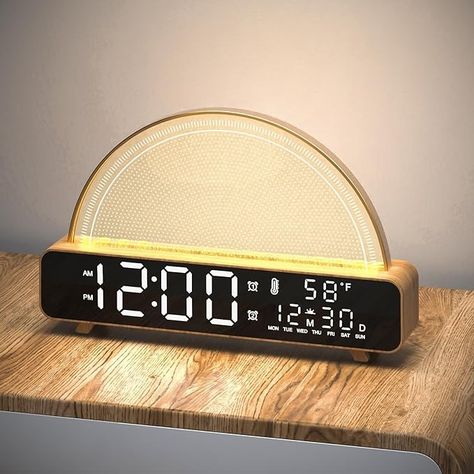 Amazon.com: Ontseev Sunrise Alarm Clock Sleep Sound Machine Temperature/Calendar Display Wake Up Light with 13 Nature Sounds/Night Lights Dual Alarm Customizable Desk Digital Clock : Home & Kitchen Smart Calendar, Relax Night, Desk & Shelf Clock, Room Wishlist, Sunrise Alarm, Lamp Kids, Sleep Sounds, Sunrise Alarm Clock, Sunset Lamp