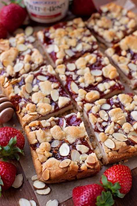 Strawberry Almond Shortbread Bars Recipe Almond Shortbread Bars, Homemade Toaster Strudel, Shortbread Bars Recipes, Life Made Simple, Almond Shortbread, Strawberry Almond, Almond Bars, Shortbread Bars, Farm Kitchen