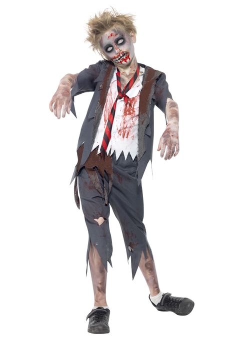 Zombie School Boy Costume Boy Zombie Costume, Zombie Fancy Dress, Zombie School, Zombie Man, Makeup Zombie, Boys Fancy Dress, Zombie Halloween Costumes, Gothic Costume, Halloween Zombie