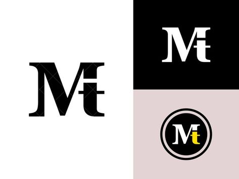 Mt Logo, Tm Logo, Art Business Cards, Unique Monogram, Logo Design Set, Monogram Logo Design, Letter Logo Design, Letter M, Logo Mark