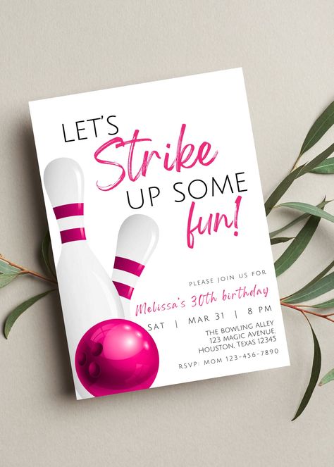 Adult Bowling Party Ideas, Kids Bowling Party, Bowling Birthday Party Invitations, Bowling Invitations, Bowling Birthday Invitations, Bowling Party Invitations, Kids Bowling, Fun Bowling, Bowling Birthday Party