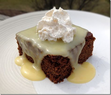 Gingerbread Cake With Lemon Sauce Recipe, Gingerbread With Lemon Sauce Recipe, Freezing Fresh Peaches, Gingerbread With Lemon Sauce, Triple Chocolate Bundt Cake, Ganache Glaze, Cinnamon Whipped Cream, Traditional Gingerbread, Gingerbread Dessert