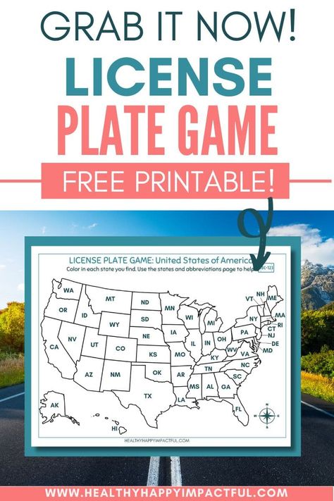 free license plate game printable pdf map; car road trip; travel; 50 states Free License Plate Game Printable, State License Plate Game Free Printable, License Plate Game Printable, Classroom Games For Kids, License Plate Game, Printable Road Trip Games, Tongue Twisters For Kids, Riddles Kids, Car Road Trip