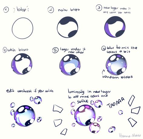 Tutorial - Bubbles [light BG] by Hyan-Doodles on DeviantArt Bubble Diagram, Bubble Drawing, Digital Art Beginner, Coloring Tutorial, Digital Painting Tutorials, Poses References, Art Tutorials Drawing, Digital Art Tutorial, Painting Tools