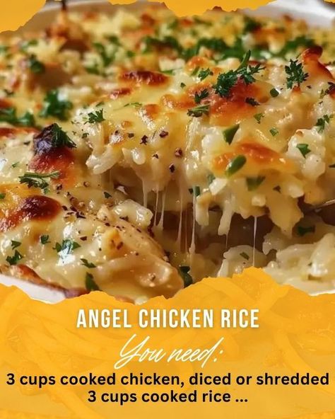 Angel Chicken, Heavenly Recipes, Chicken And Rice Casserole, Italian Dressing Mix, Cooked Rice, Colby Jack Cheese, Cooked Chicken, Chicken And Rice, Rice Casserole