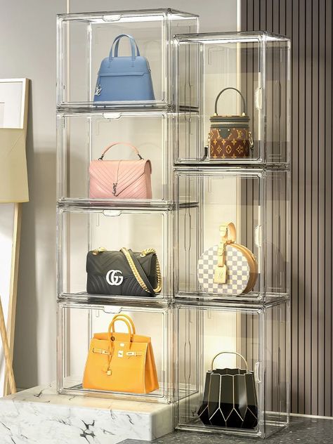 Handbag Storage Purse Tower, Handbag Display, Luxury Storage, Handbag Organizer, Art Shoes, Handbag Storage, Acrylic Storage, Clear Box, Transparent Bag