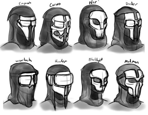 Skull Masks Concepting by The-Brade.deviantart.com on @DeviantArt 7 for new villian Sci Fi Mask Design, Skull Masks Drawings, Skeleton Mask Drawing, Drawn Mask, Skull Masks, Futuristic Mask, Silver Surfer Comic, Helmet Drawing, Warrior Armor