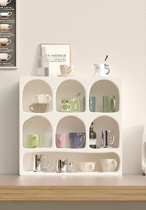 #homedecor #homeinteriordesign #homedecorideas #homestyling #decoratingcoffeetables #decoration #apartmentdecor #apartmentdecoration #apartmentinspiration #apartmentaesthetic #livingroom #bedroom #bathroom Boho Mug, Coffee Mug Display, Mug Display, Floor Shelf, Table Shelves, Display Storage, Desktop Storage, Decoration Inspiration, Dream House Decor