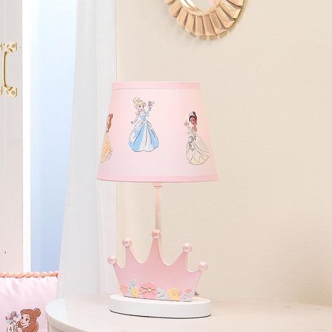 Princess Nursery Theme, Resin Crown, Princess Lamp, Crown Nursery, Disney Princess Bedroom, Disney Princess Nursery, Disney Princess Room, Yellow And Green Flowers, Princess Bedrooms