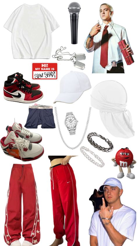 Outfits 2000s Style, Eminem Style, Eminem Memes, 90s Rappers Aesthetic, Celebrity Costumes, Outfit Inso, Eminem Slim Shady, Outfits 2000s, Pretty Halloween Costumes