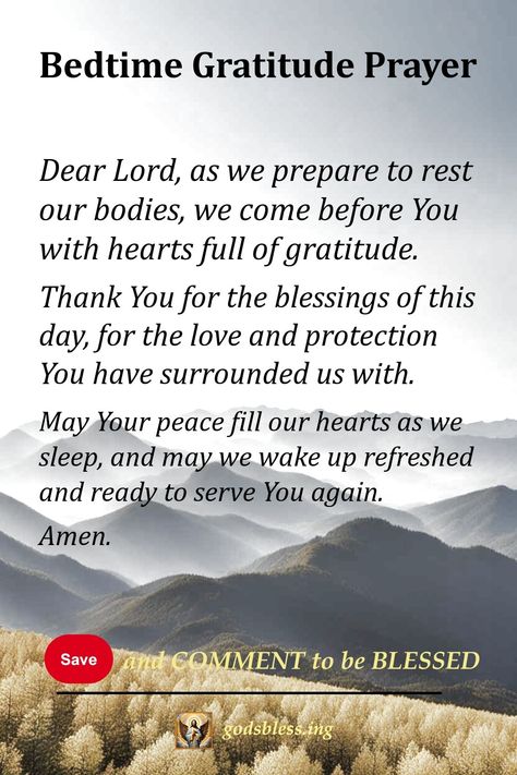 Bedtime Gratitude Prayer Prayer For Bedtime, Goodnight Prayers Bedtime, Bedtime Prayer For Kids, Night Time Prayers For Kids, Night Prayer Bedtime, Prayer For Kids Bedtime, Bedtime Prayers, Prayers To Pray Over Children, Kids Prayers Bedtime