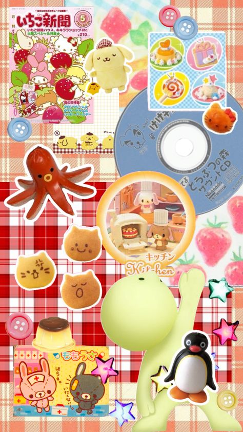 New wallpaper! #sanrio #kawaii #retro #kawaiiaesthetic #wallpaper #cute #pompompurin #trinket Bright Collage Wallpaper, Colorful Wallpaper Ipad, Cappuccino Sanrio Wallpaper, Jumino Core Wallpapers, Sanrio Asethic, Heisei Retro Wallpaper, Cute Iphone Wallpaper Girly, Phone Wallpaper Sanrio, Animal Crossing Desktop Wallpaper