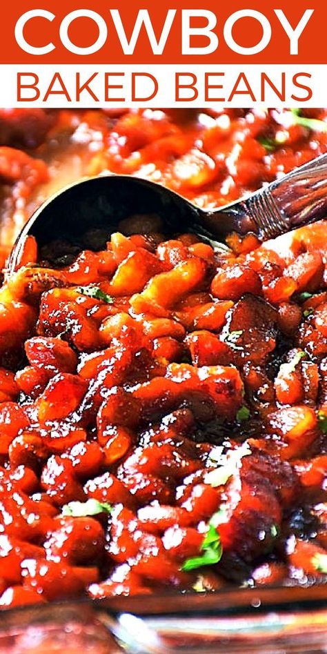 Cowboy Baked Beans, also known as Chuckwagon Beans, is a baked bean recipe with a southwestern twist. Cowboy Baked Beans are a little bit sweet, a little bit spicy, and a whole lot delicious, y'all! Make my Cowboy Baked Beans recipe for your next BBQ or game day and you'll be the talk of the town for sure! #LTGrecipes #bakedbeans #bbq #sidedish #easyrecipe #cooking Chuckwagon Beans, Cowboy Baked Beans Recipe, Baked Bean Recipe, Orange Turkey, Cowboy Baked Beans, Southern Baked Beans, Baked Beans From Scratch, Baked Beans Crock Pot, Canned Baked Beans