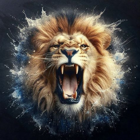 Explosive Lion Roar - Gareth Parkes Splash Art Background, Fantasy Cats, The Veldt, Lion Roar, Running Of The Bulls, Animal Action, Wildest Fantasy, Dog Pen, Roaring Lion