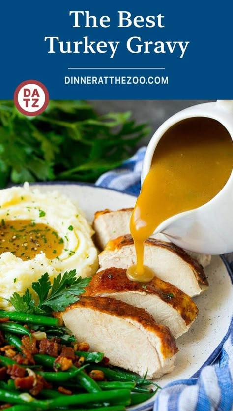 This is the best turkey gravy you'll ever have, it's smooth, creamy and full of rich, savory flavor. The Best Turkey Gravy, Dinner At The Zoo Recipes, Thanksgiving Recipes Turkey, Best Turkey Gravy, Brine Recipes, Turkey Gravy Recipe, The Best Turkey, Thanksgiving Food Sides, Turkey Breast Recipe