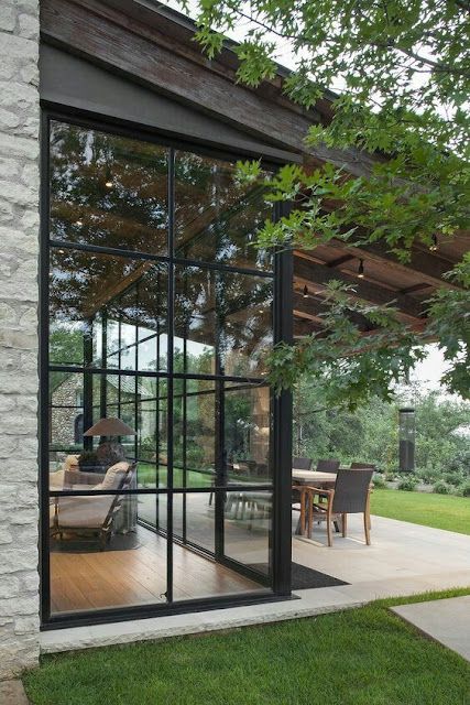 Content in a Cottage: Sunroom Windows Glass Walls, Casa Exterior, Sunrooms, Design Exterior, Home Exteriors, House Goals, Windows Doors, Casas De Ensueño, Design Case