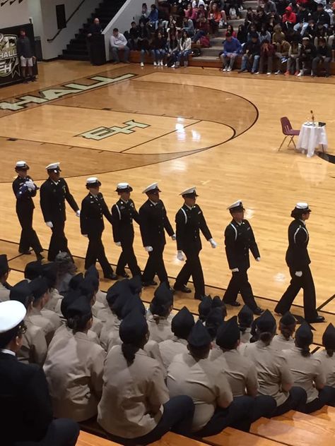 EHHS NJROTC Njrotc Aesthetic, Jrotc Aesthetic High School, Military School Aesthetic, Rotc Aesthetic, Marine Workout Training, Jrotc Aesthetic, Jrotc Uniform, Marine Workout, Flag Ceremony