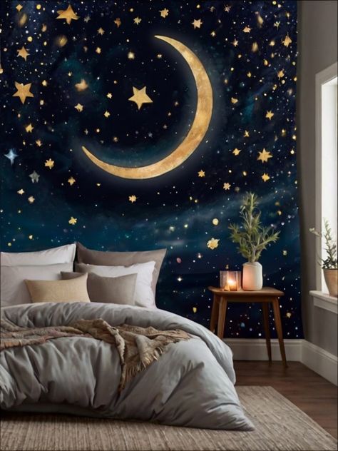 Dreamy Night Sky Bedroom Decor for a Magical Escape 🌌✨ Night Sky Bedroom, Sky Bedroom, Dreamy Night Sky, Dreamy Night, Bedroom Vibes, Theme Bedroom, Star Theme, Camper Decor, Themed Room