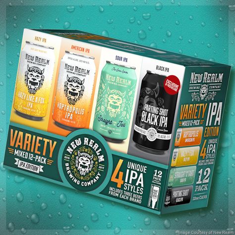 New Realm Brewing Co. Introduces First Mixed 12 Pack Lon Bia, Sour Beer, Dark Beer, Beer Cup, Hard Seltzer, Beer Brands, Beer Packaging, India Pale Ale, Box Packaging Design