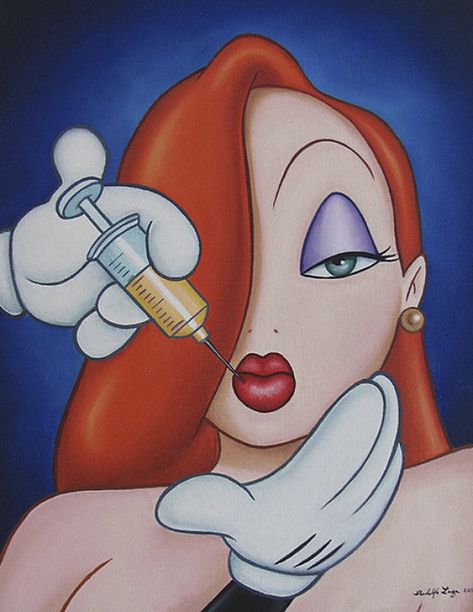 54 Controversial Illustrations Show Disney Characters Living In Modern Times Jessica Rabbit Cartoon, Art Mini Toile, Dark Disney, Roger Rabbit, Twisted Disney, Jessica Rabbit, Art Disney, Art Pop, Pinocchio