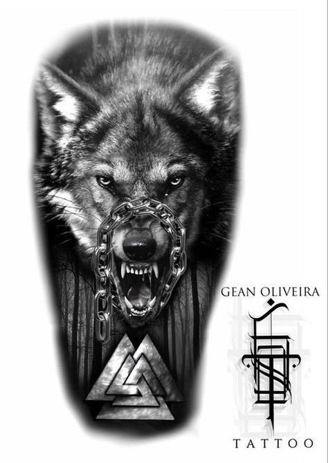 Wolf Face Tattoo, Cool Animal Tattoos, Traditional Viking Tattoos, Fenrir Tattoo, Norse Mythology Tattoo, Persian Tattoo, Wolf Tattoos Men, Wolf Tattoo Sleeve