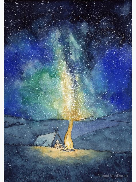 Watercolor Night Sky, Night Sky Painting, Whimsical Watercolor, Diy Watercolor Painting, Night Landscape, Galaxy Painting, Sky Design, Sky Painting, Diy Watercolor