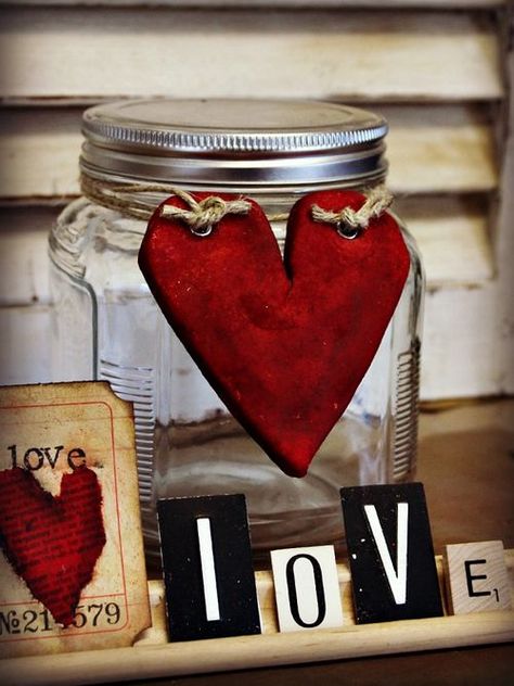 Homegrown Hospitality: Pintested Project No. 1 Valentine Jars, Salt Dough Projects, Mason Jar Gifts Diy, Day Date Ideas, Mason Jar Decor, Rustic Valentine, Jar Decor, Mason Jar Gifts, My Funny Valentine