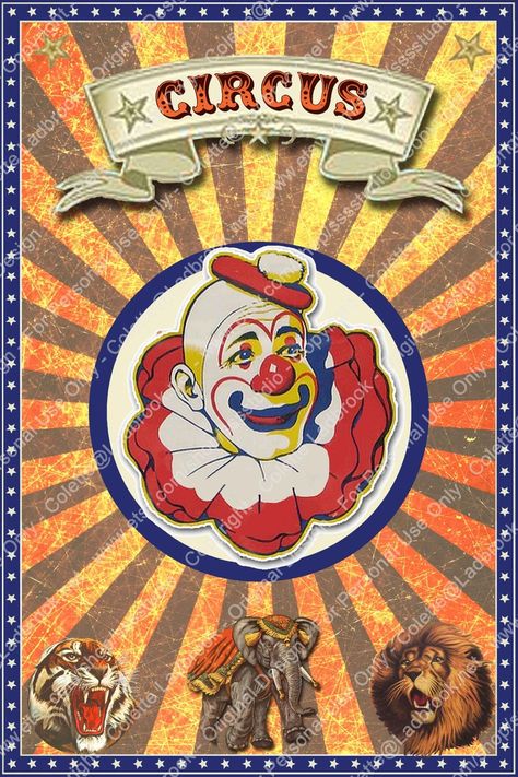 Vintage Clown Posters Digital Circus Posters Showman Party - Etsy Circus Party Decor, Old Halloween Photos, Vintage Circus Birthday Party, Carnival Signs, Circus Party Decorations, Circus Posters, Clown Show, Old Circus, Art Conference