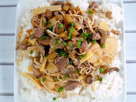 Slow Cooker Chop Suey ~ Serves 6 Slow Cooker Chop Suey, Celery Water, Pork Chop Suey, Chop Suey Recipe, Pork Stew Meat, American Chop Suey, Beef Chops, Beef And Pork, Pork Stew