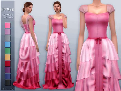 Sifix's Hermione Gown Sims 4 Cc Hermione Granger, Sims 4 Hermione Granger, Sims 4 Poofy Dress, Sims 4 Cc Dresses Formal Maxis Match, Formal Dress Sims 4 Cc, Sims 4 Ball Gown, Sims 4 Formal Dress, Sims 4 Formal Cc, Hermione Granger Yule Ball