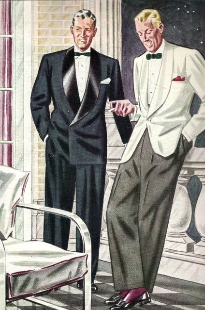 Dr. Rank and Torvald are both professionals and they both are portrayed as the type of men to be dressed up all the time. 1940s Mens Fashion, Vintage Gentleman, Mens Fashion Illustration, Blue Tuxedos, Fashion Illustration Vintage, Vintage Mens Fashion, Tuxedos, Gentleman Style, White Tie