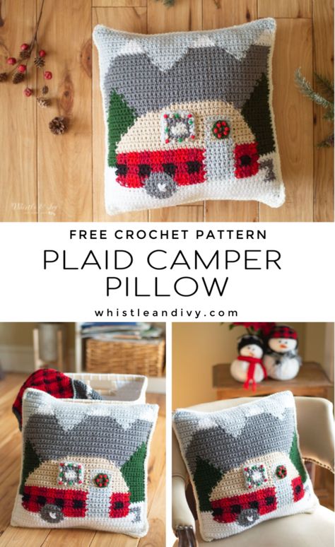 Crocheted Pillows, Crocheted Pillow, Crochet Plaid, Retro Trailer, Easy Pillows, Crochet Decor, Crochet Cushion Cover, Confection Au Crochet, Crochet Pillow Pattern