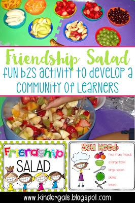 Friendship Program Ideas, Friendship Salad Kindergarten, Friendship Feast Preschool, Community Connections Ideas, Make The World A Better Place Activities, Friendship Lessons Preschool, Friendship Salad, Friendship Activities Preschool, Friendship Friday