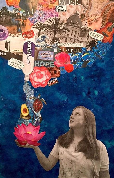 Self Esteem Collage, Types Of Collage Art, Art With Magazines Collage, Collage Creative Ideas, Personality Collage Ideas, Collage Projects High School, Photo Collage On Paper, Collage Artwork Paper, Art Of Collage